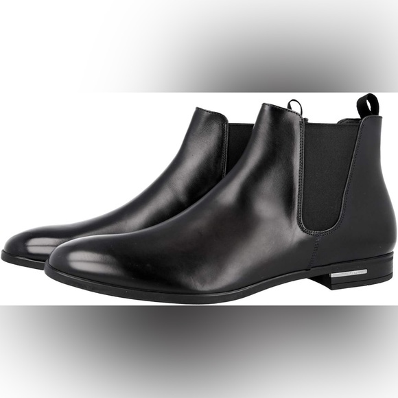 Prada Men’s Chelsea Half Boot Smooth Black Leather Size 12 UK / 13 US - Picture 9 of 10